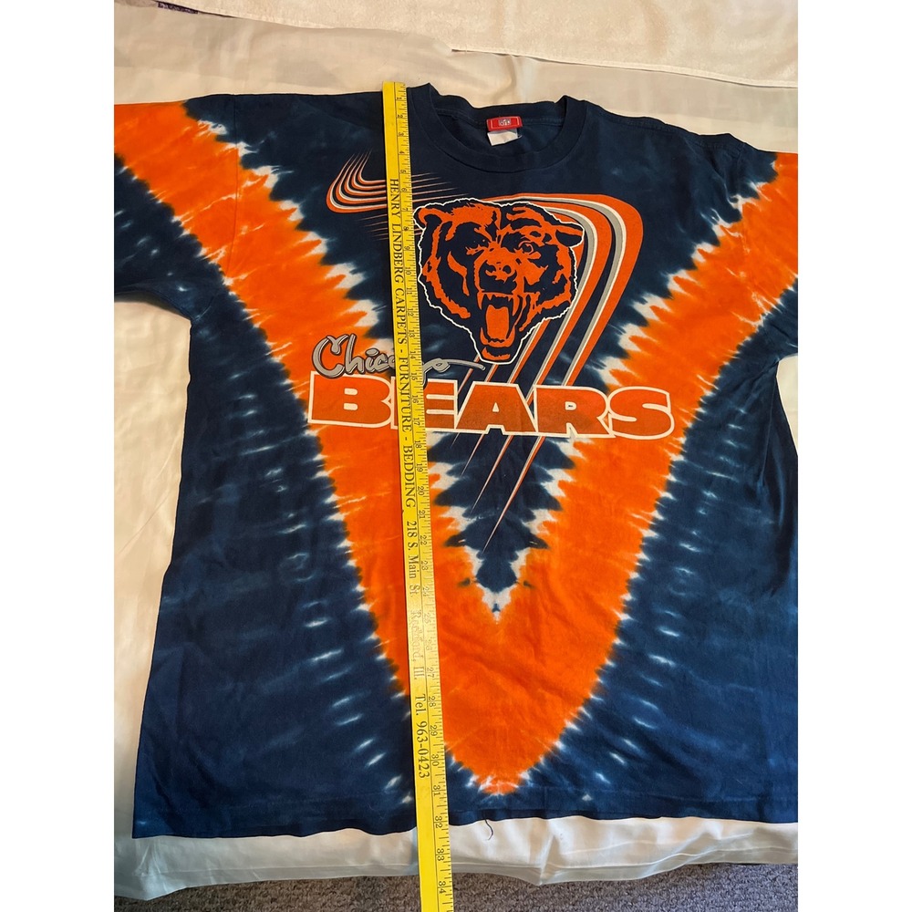 Vintage Chicago Bears Tie Dye Graphic T-Shirt XXL Navy Orange NFL Made in USA - Picture 4 of 8